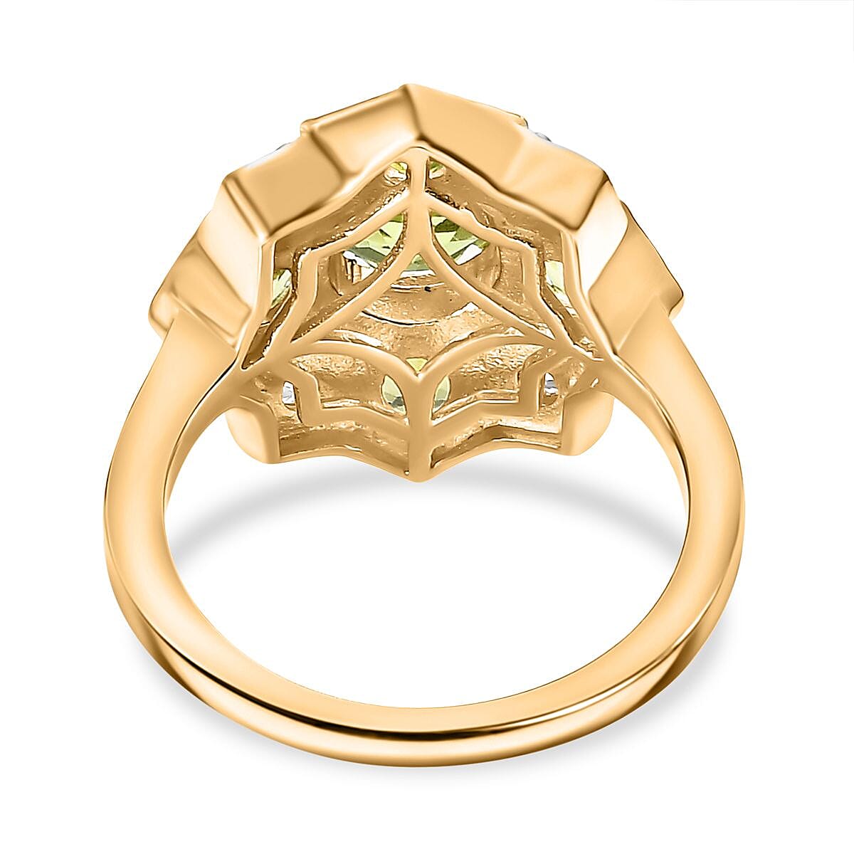 Peridot, Moissanite Cluster Ring in 18K Vermeil Yellow Gold Plated Sterling Silver 7845371 4