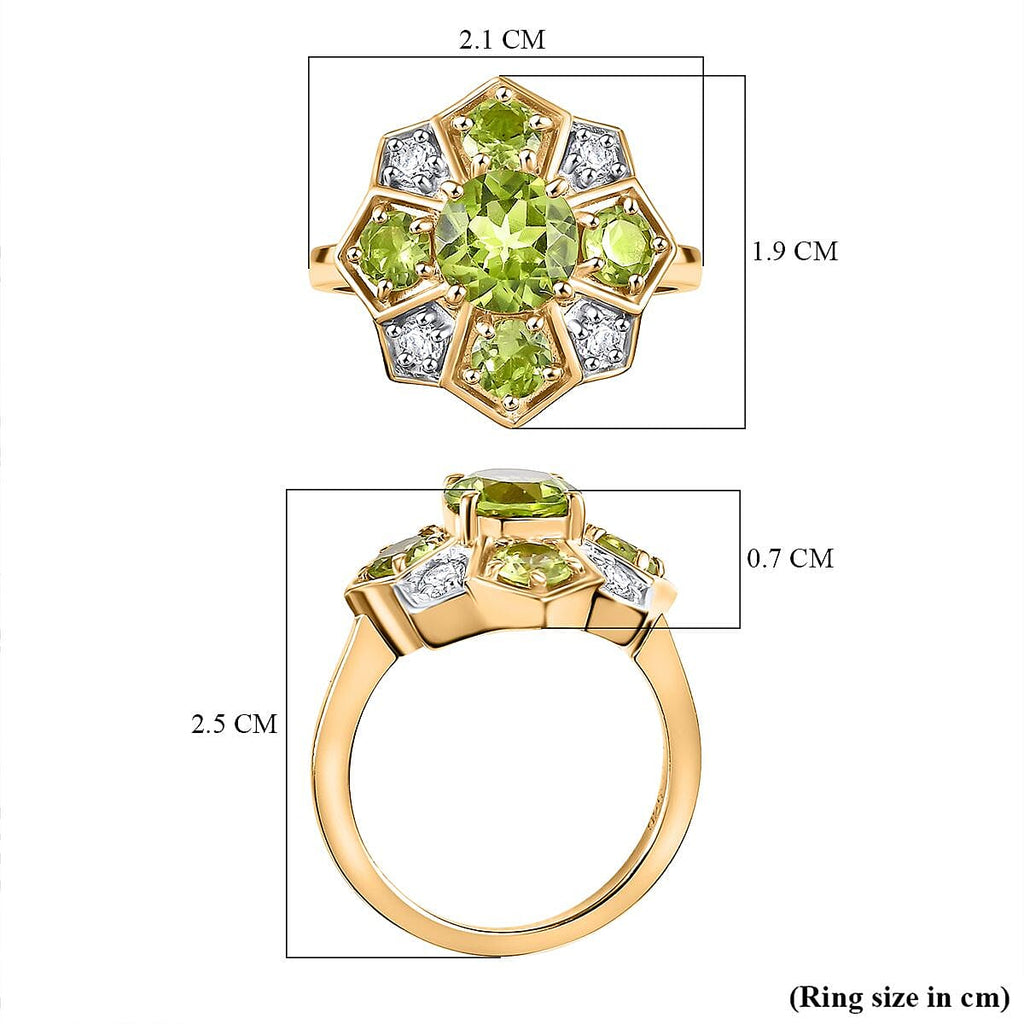 Peridot ,  Moissanite  Cluster Ring  Sterling Silver 2.95 ct,  Silver Wt. 6 Gms  2.714  Ct.