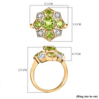 Peridot ,  Moissanite  Cluster Ring  Sterling Silver 2.95 ct,  Silver Wt. 6 Gms  2.714  Ct.
