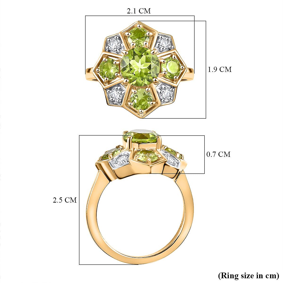 Peridot, Moissanite Cluster Ring in 18K Vermeil Yellow Gold Plated Sterling Silver 7845371 5