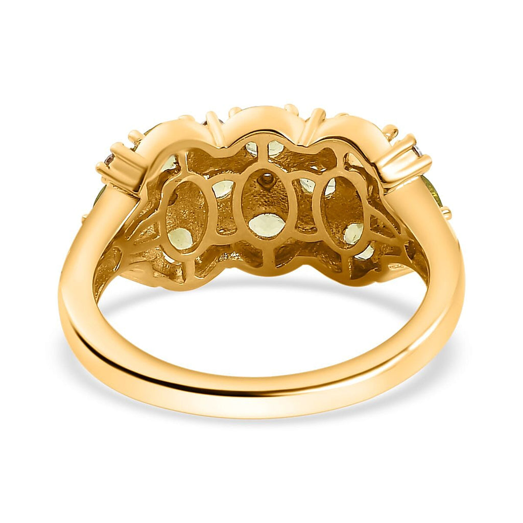 Peridot ,  Moissanite  Cluster Ring in 18K YG Vermeil Sterling Silver 1.48 ct,  Silver Wt. 6.5 Gms  1.460  Ct.