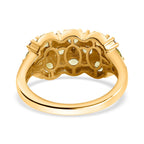 Peridot ,  Moissanite  Cluster Ring in 18K YG Vermeil Sterling Silver 1.48 ct,  Silver Wt. 6.5 Gms  1.460  Ct.
