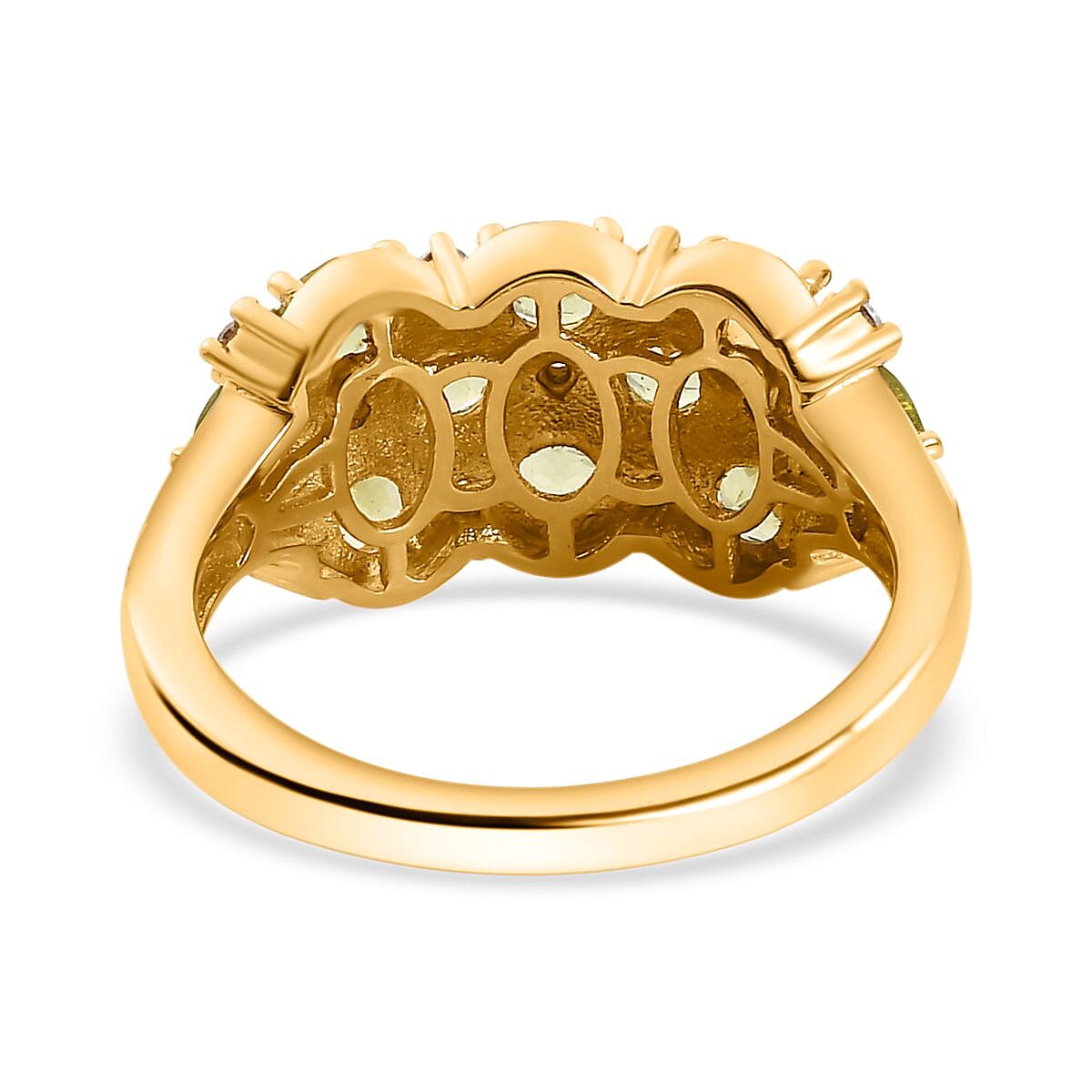 Peridot, Moissanite Cluster Ring in 18K Yellow Gold Vermeil Plated Sterling Silver 1.46  Ct. 7847492 4