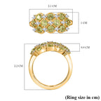 Peridot ,  Moissanite  Cluster Ring in 18K YG Vermeil Sterling Silver 1.48 ct,  Silver Wt. 6.5 Gms  1.460  Ct.