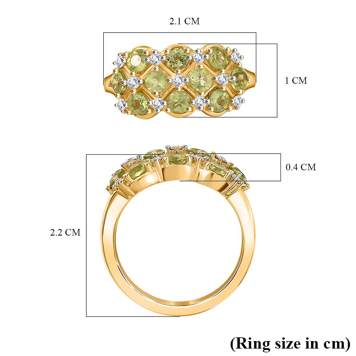 Peridot, Moissanite Cluster Ring in 18K Yellow Gold Vermeil Plated Sterling Silver 1.46  Ct. 7847492 5