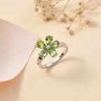 Natural Hebei Peridot & Moissanite Floral Ring in Rhodium Overlay Sterling Silver 2.10 Ct