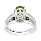 Natural Hebei Peridot & Moissanite Ring in Rhodium Overlay Sterling Silver 3.72 Ct