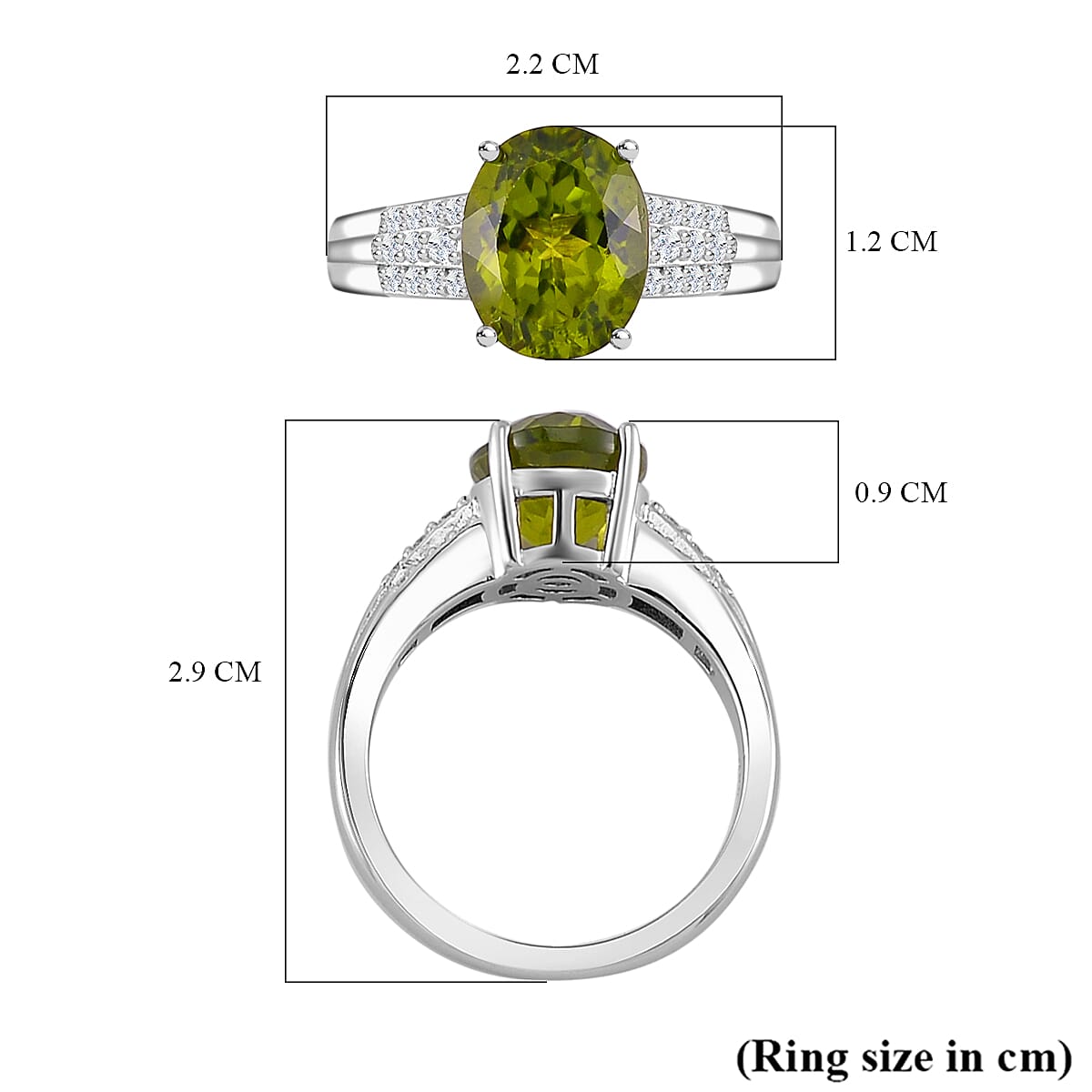 Natural Hebei Peridot &amp; Moissanite Ring in Rhodium Overlay Sterling Silver 3.72 Ct 7808019 5