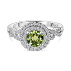 Peridot & Moissanite Ring in Rhodium Overlay Sterling Silver 1.53 Ct.