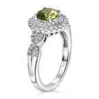 Peridot & Moissanite Ring in Rhodium Overlay Sterling Silver 1.53 Ct.