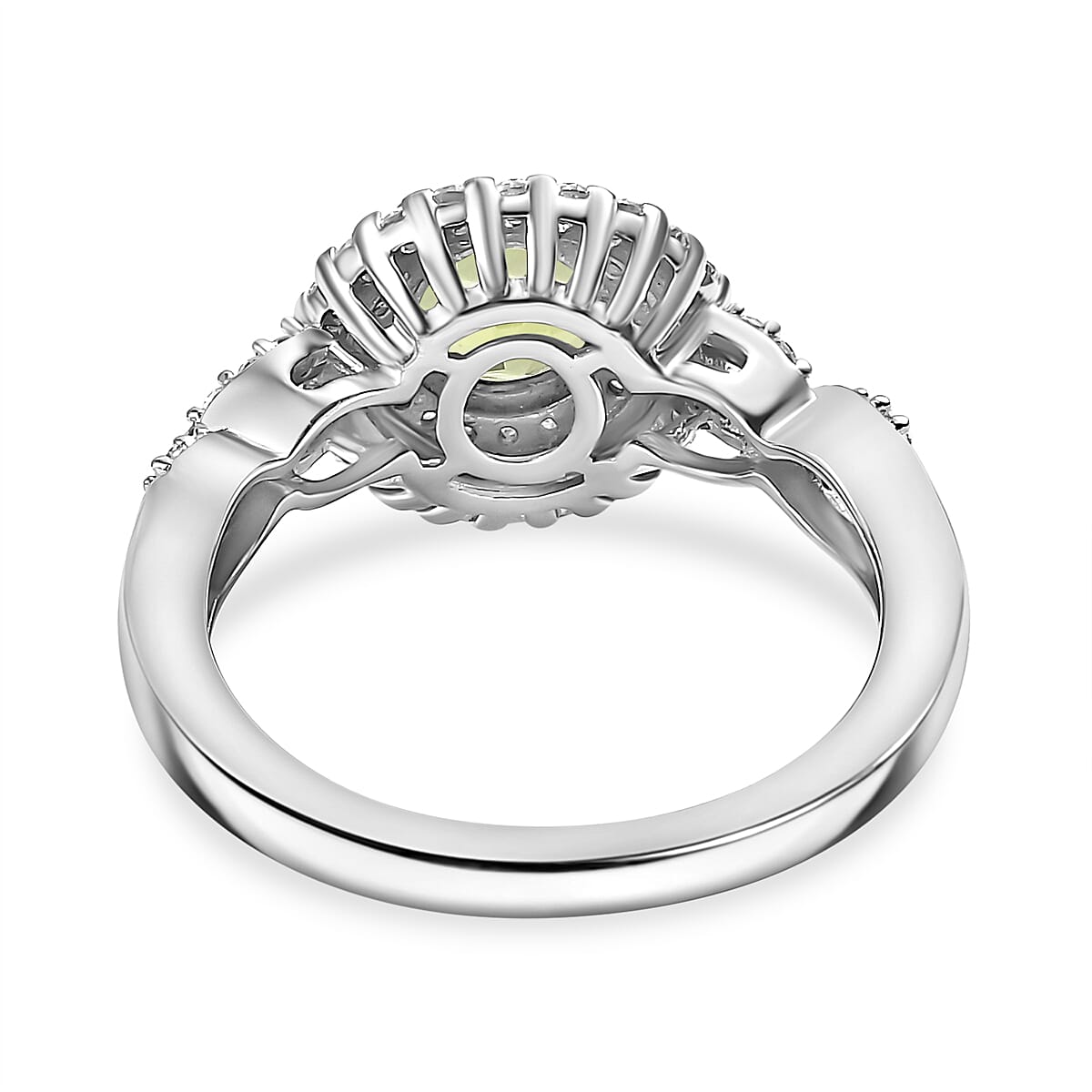 Peridot &amp; Moissanite Ring in Rhodium Overlay Sterling Silver 1.53 Ct. 8066615 5