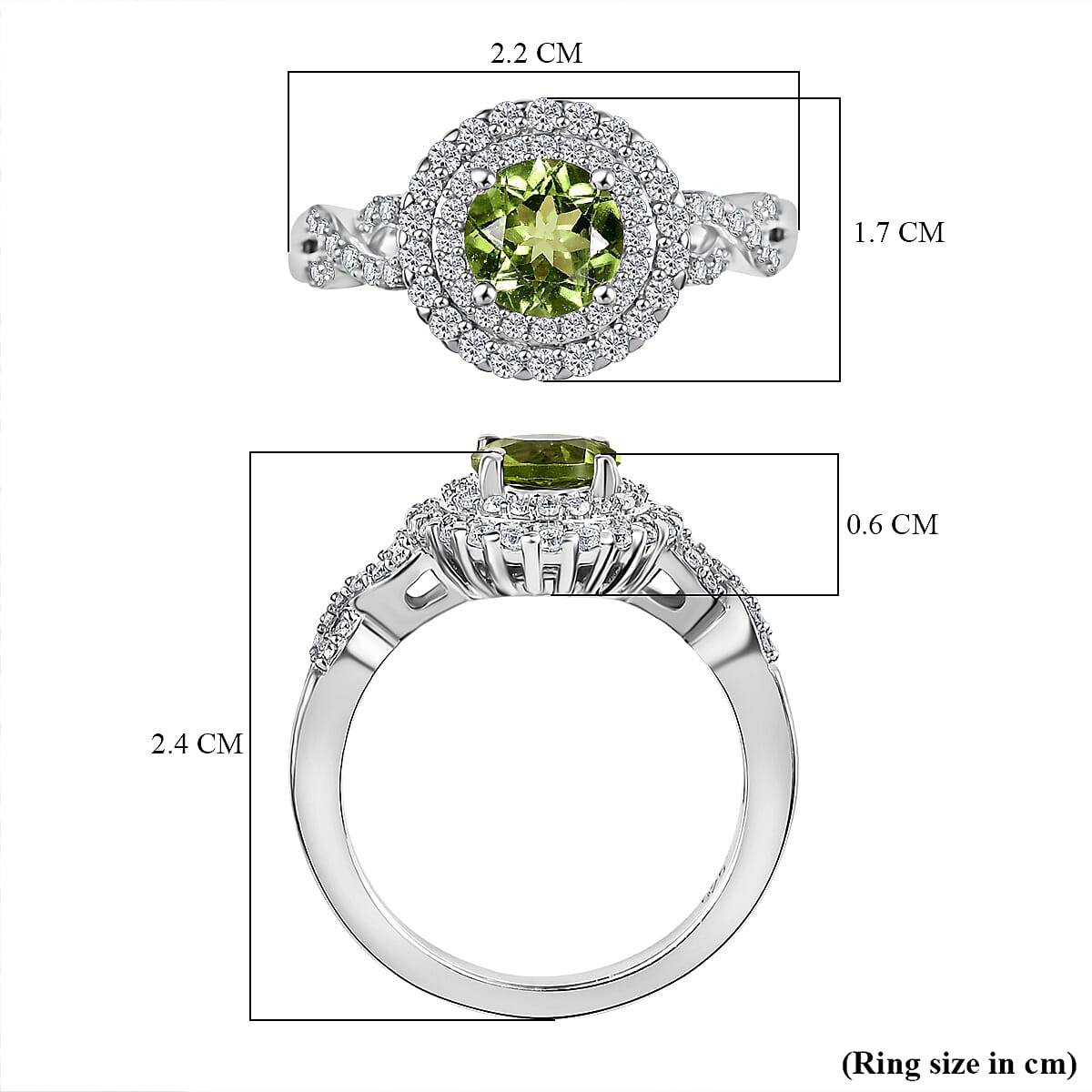 Peridot &amp; Moissanite Ring in Rhodium Overlay Sterling Silver 1.53 Ct. 8066615 6