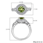 Peridot & Moissanite Ring in Rhodium Overlay Sterling Silver 1.53 Ct.