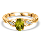 Peridot ,  Moissanite  Solitaire Ring in 18K YG Vermeil Sterling Silver 0.93 ct  1.388  Ct.