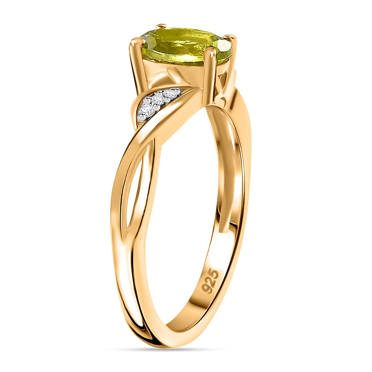 Peridot, Moissanite Solitaire Ring in 18K Yellow Gold Vermeil Plated Sterling Silver 7847451 3