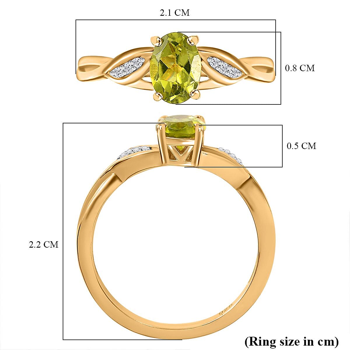 Peridot, Moissanite Solitaire Ring in 18K Yellow Gold Vermeil Plated Sterling Silver 7847451 5
