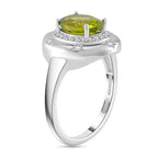 Natural Premium Hebei Peridot & Moissanite Solitaire Ring in Rhodium Overlay Sterling Silver 2.98 Ct.