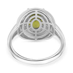 Natural Premium Hebei Peridot & Moissanite Solitaire Ring in Rhodium Overlay Sterling Silver 2.98 Ct.