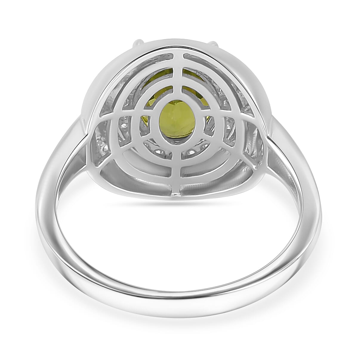 Natural Premium Hebei Peridot and Moissanite Halo Ring in Rhodium Overlay Sterling Silver 2.98 ct 7807746 4