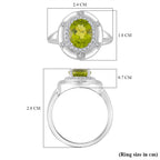 Natural Premium Hebei Peridot & Moissanite Solitaire Ring in Rhodium Overlay Sterling Silver 2.98 Ct.