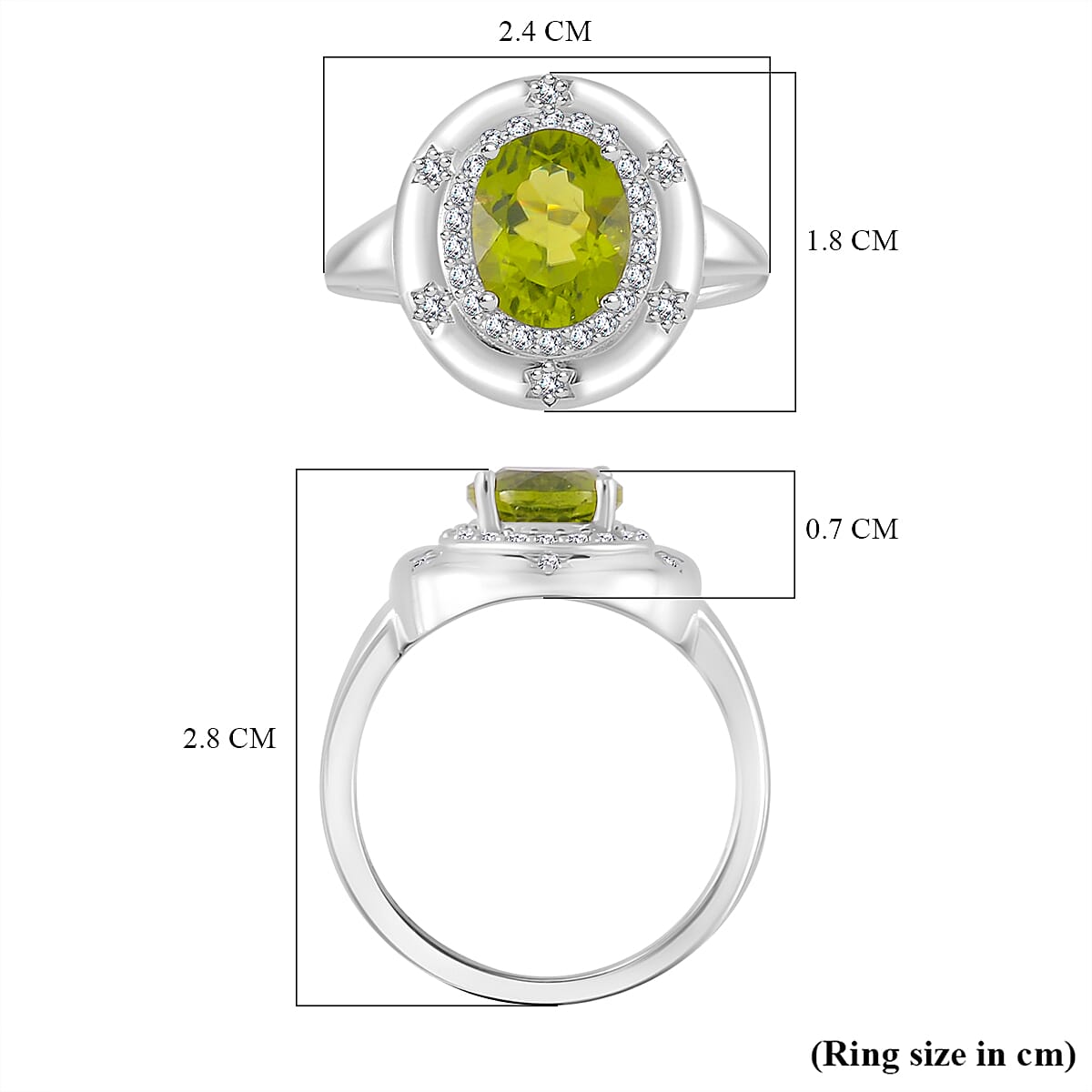 Natural Premium Hebei Peridot and Moissanite Halo Ring in Rhodium Overlay Sterling Silver 2.98 ct 7807746 5