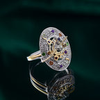 GP Celestial Collection - Peridot & Multi Gemstone Ring in 18K Vermeil Yellow Gold Plated & Rhodium Overlay Sterling Silver