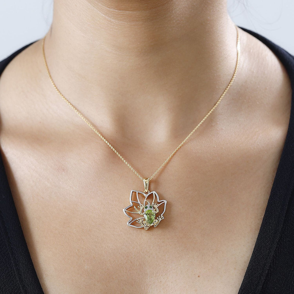 GP Italian Garden Collection - Hebei Peridot, Natural Chrome Diopside &amp; Natural Zircon Pendant with Chain (Size 20) in Platinum, 18K Vermeil RG &amp; YG Plated Sterling Silver 1.38 Ct, Silver Wt. 6.26 Gms 4255576 1