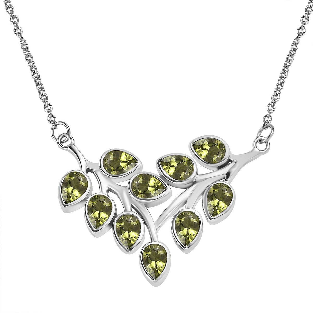 Peridot  Necklace (Size - 20) in Silver Tone 4.58 Ct. 7965628 0