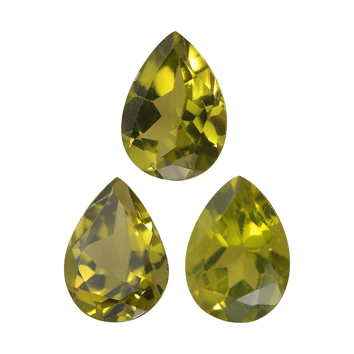 Set of 3 Peridot Loose Gemstones in Pear Shape 2.02 Ct. (7x5 mm) 8068408 0