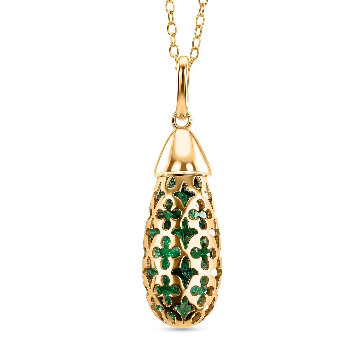 Peridot Pendant with Chain (Size - 16-2 Ext) with Spring Ring Clasp in Yellow Gold Plated Sterling Silver 5.00 Ct. 8180778 0