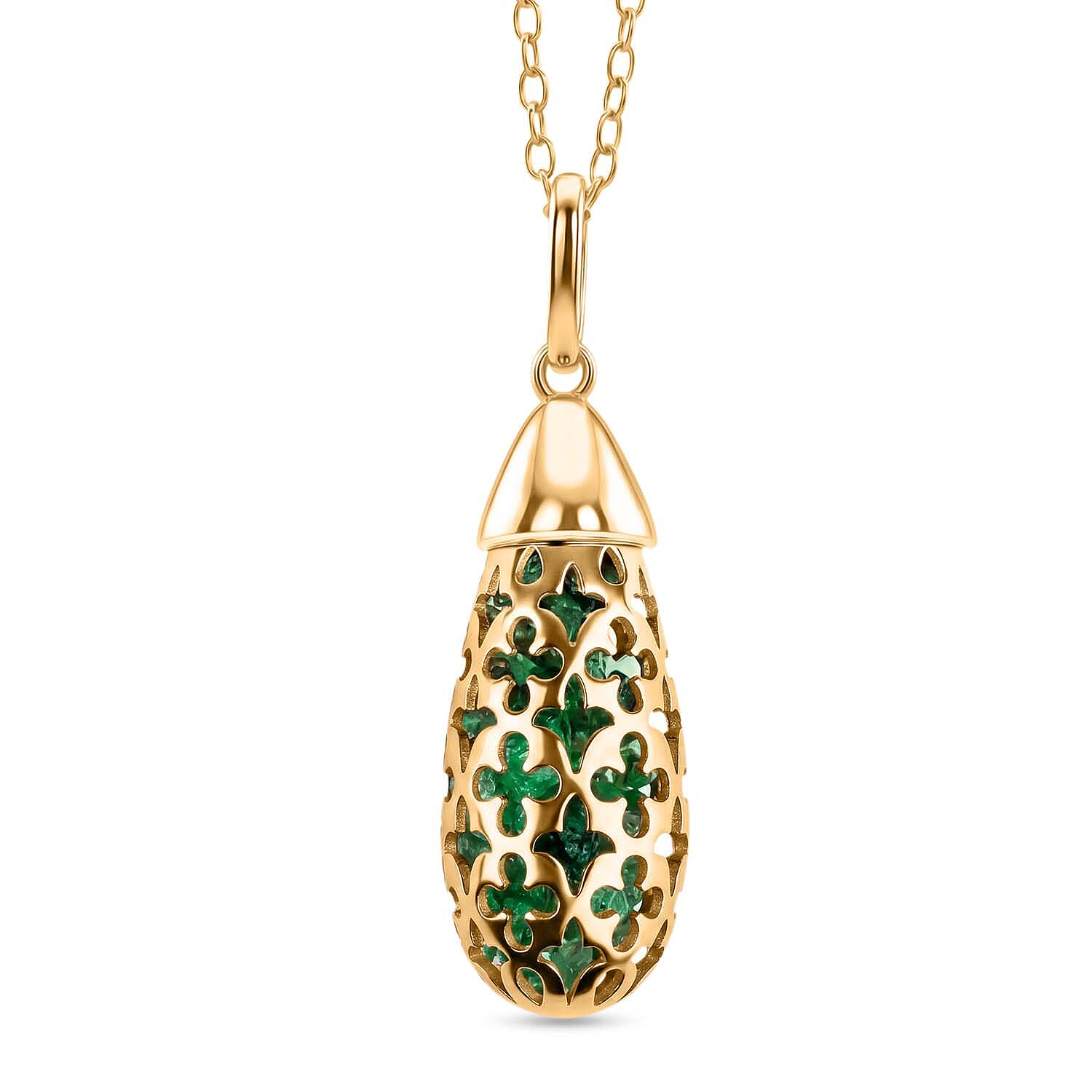 Peridot Pendant with Chain (Size - 16-2 Ext) with Spring Ring Clasp in Yellow Gold Plated Sterling Silver 5.00 Ct. 8180778 0