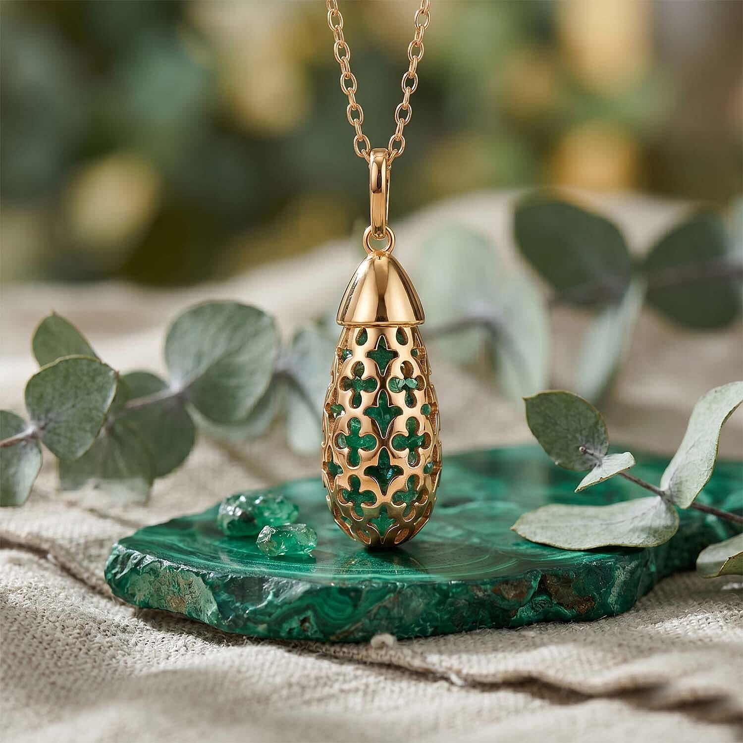 Peridot Pendant with Chain (Size - 16-2 Ext) with Spring Ring Clasp in Yellow Gold Plated Sterling Silver 5.00 Ct. 8180778 2