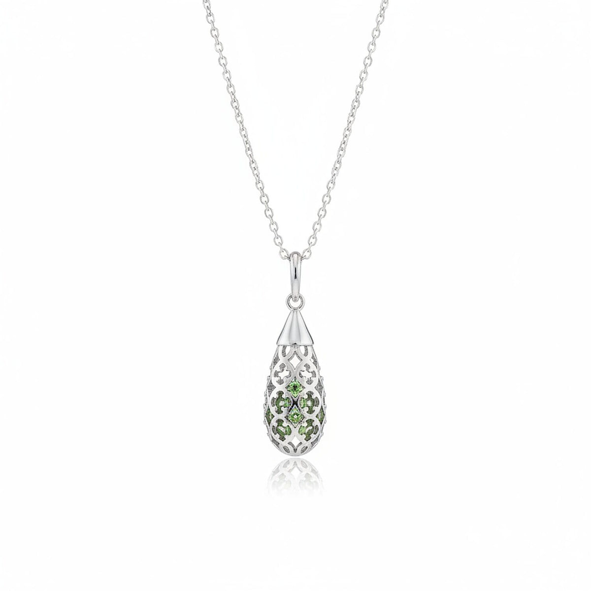 Peridot Pendant with Chain (Size 16-2Ext) with Spring Ring Clasp in Rhodium Overlay Sterling Silver 4.50 Ct. V32699018 0
