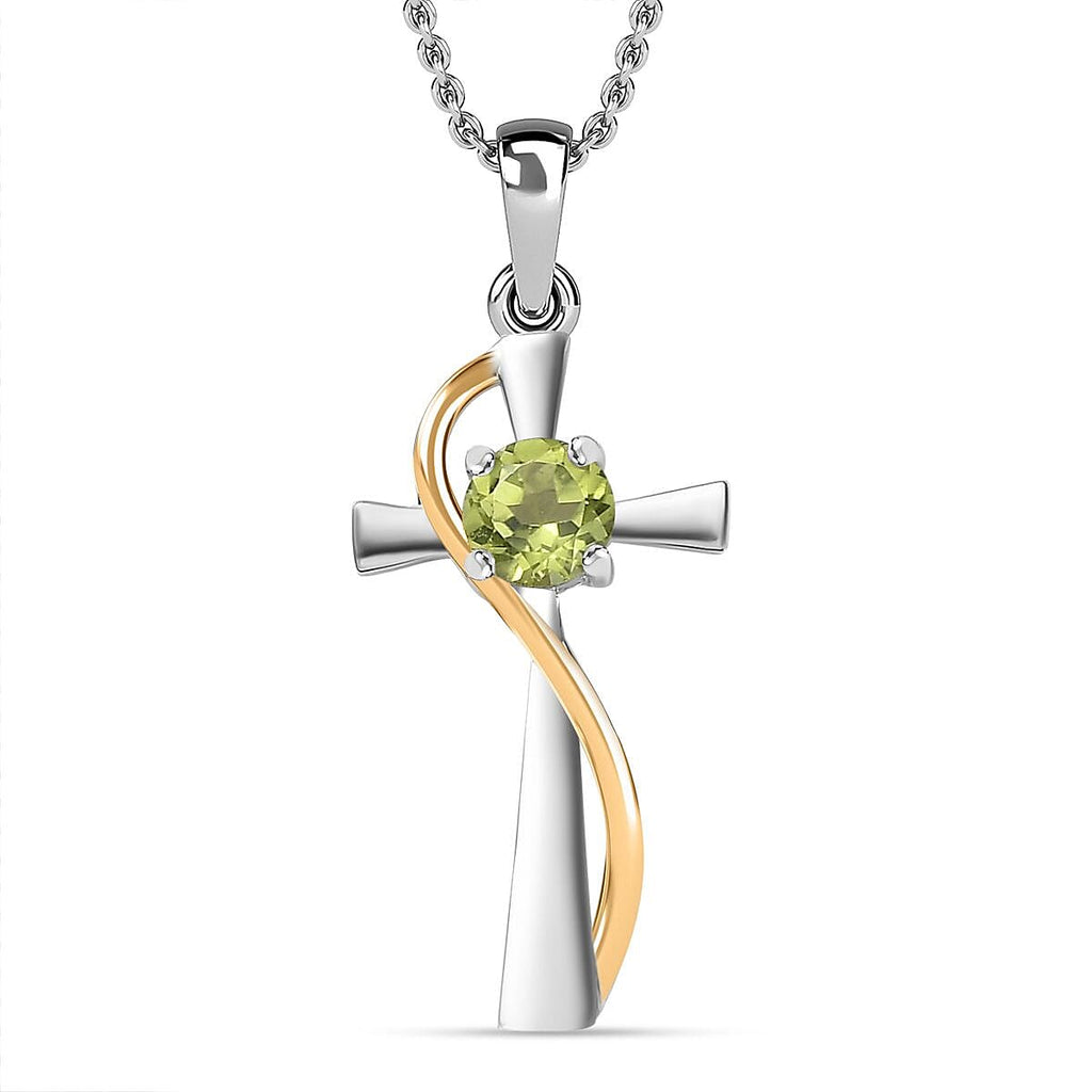Natural Hebei Peridot Pendant with Chain (Size 20) in Platinum Overlay Sterling Silver