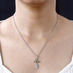 Natural Hebei Peridot Pendant with Chain (Size 20) in Platinum Overlay Sterling Silver