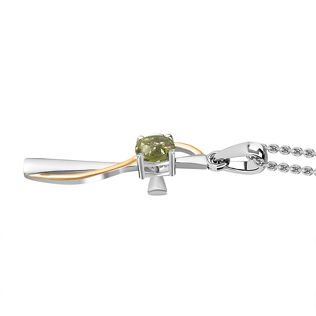 Natural Hebei Peridot Pendant with Stainless Steel Chain (Size 20) in Yellow Gold and Platinum Overlay Sterling Silver 4283026 4