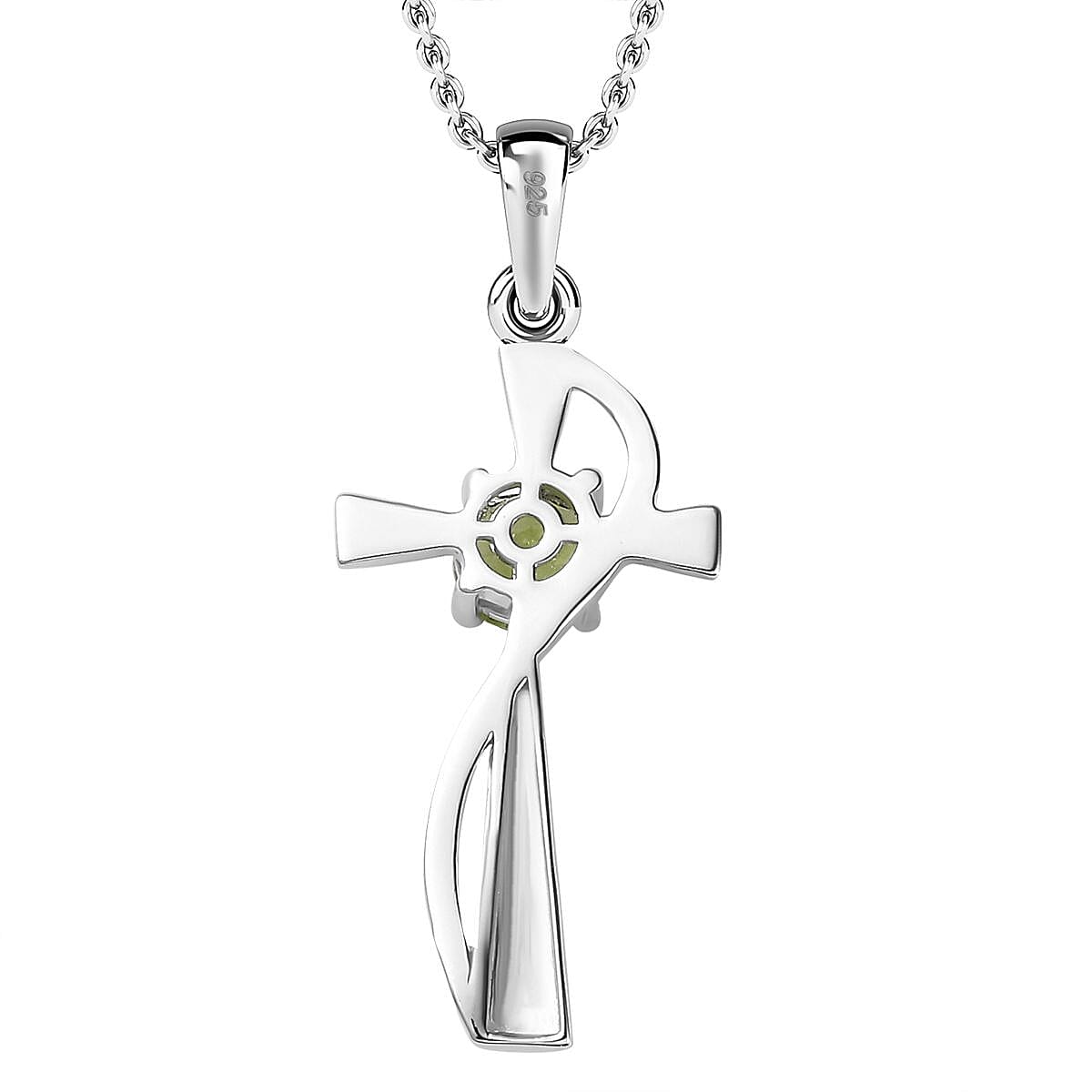 Natural Hebei Peridot Pendant with Stainless Steel Chain (Size 20) in Yellow Gold and Platinum Overlay Sterling Silver 4283026 5