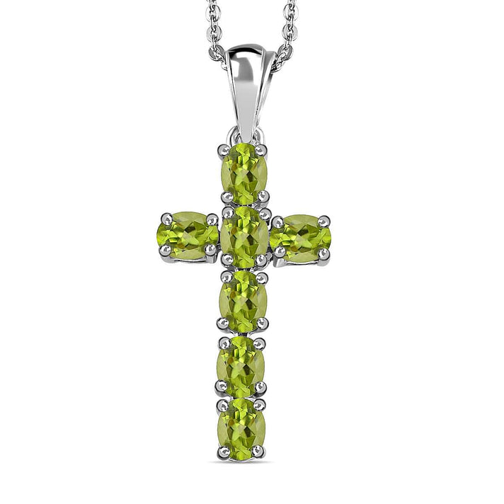 D'Joy - Citrine Cross Pendant with Chain (Size 20) in Platinum Overlay Sterling Silver 1.20 Ct. 4267167 1