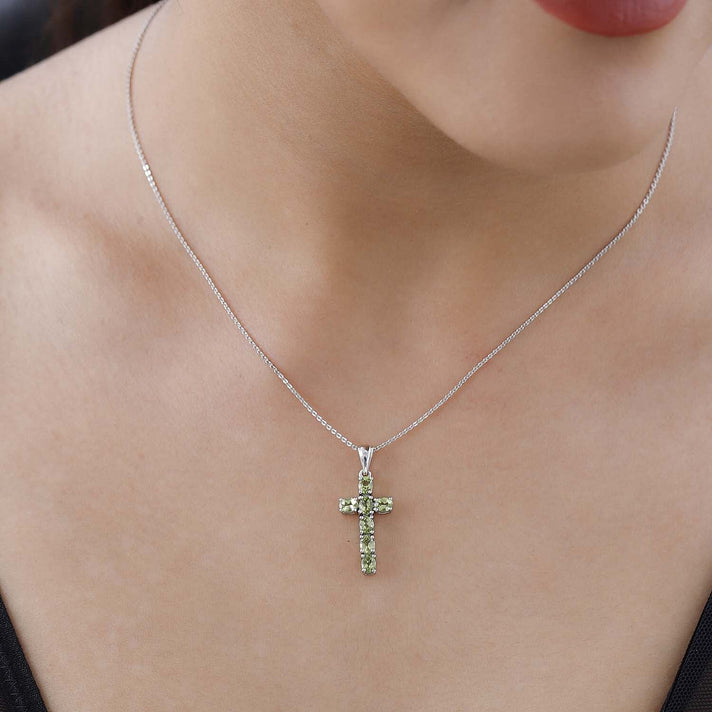 D'Joy - Citrine Cross Pendant with Chain (Size 20) in Platinum Overlay Sterling Silver 1.20 Ct. 4267167 2