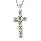 Hebei Peridot Cross Pendant with Chain (Size-20) in Platinum Overlay Sterling Silver 1.26 Ct.