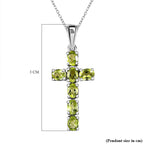 Hebei Peridot Cross Pendant with Chain (Size-20) in Platinum Overlay Sterling Silver 1.26 Ct.