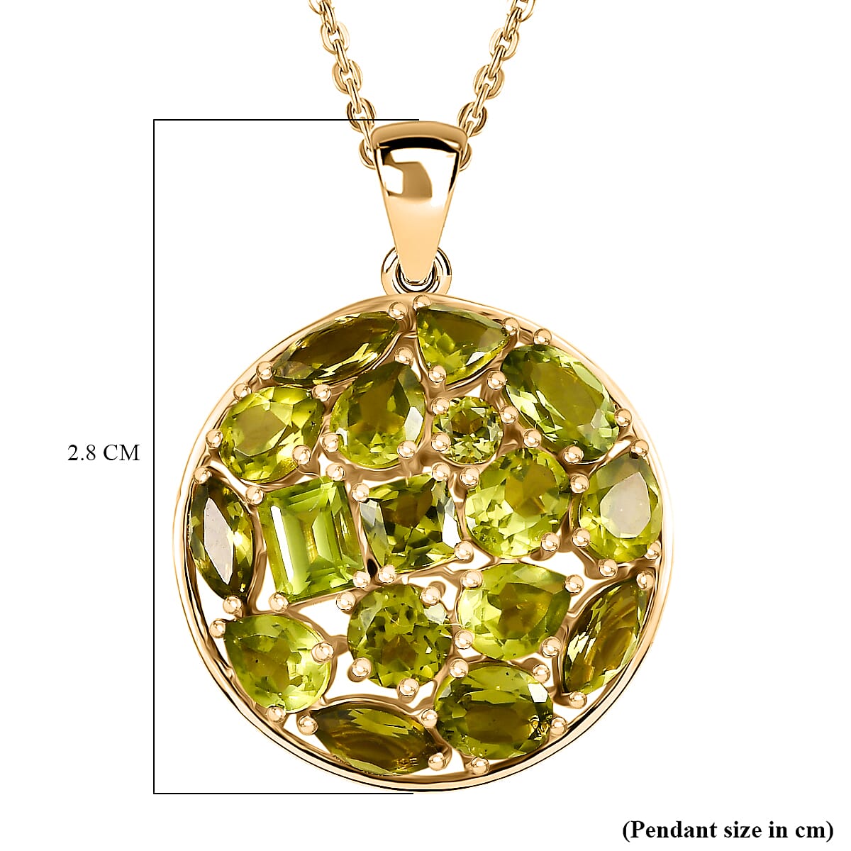 D'joy Natural Hebei Peridot Mosaic Pendant with Chain (Size 20) in Yellow Gold Plated Sterling Silver 5.75 Ct. 4411439 6