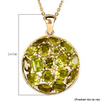 D'joy Natural Hebei Peridot Mosaic Pendant with Chain (Size 20) in Yellow Gold Plating Sterling Silver 5.75 Ct, Silver Wt. 5.20 Gms.