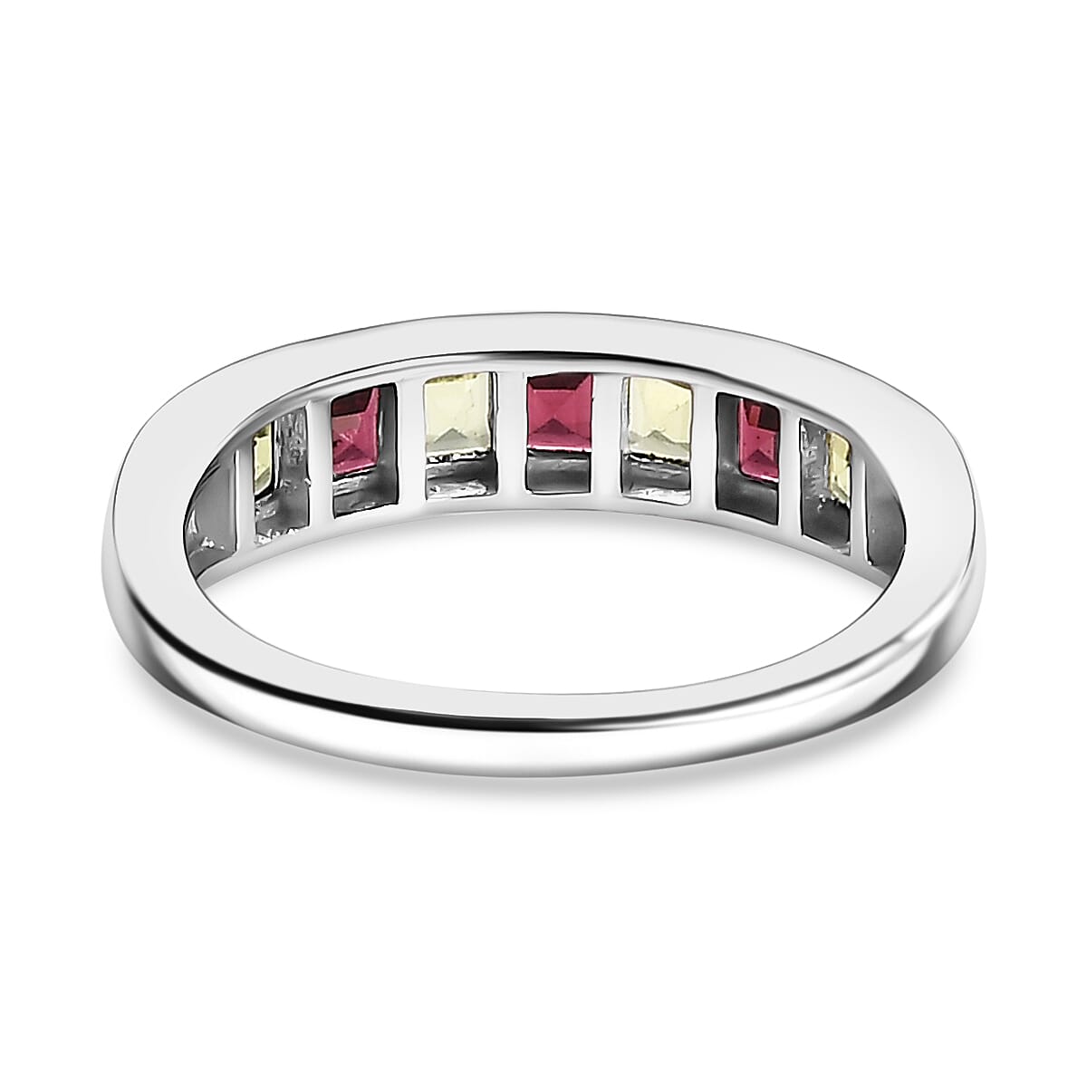 Peridot, Rhodolite Garnet Half-Eternity Band Ring in Platinum Overlay Sterling Silver 7856354 4