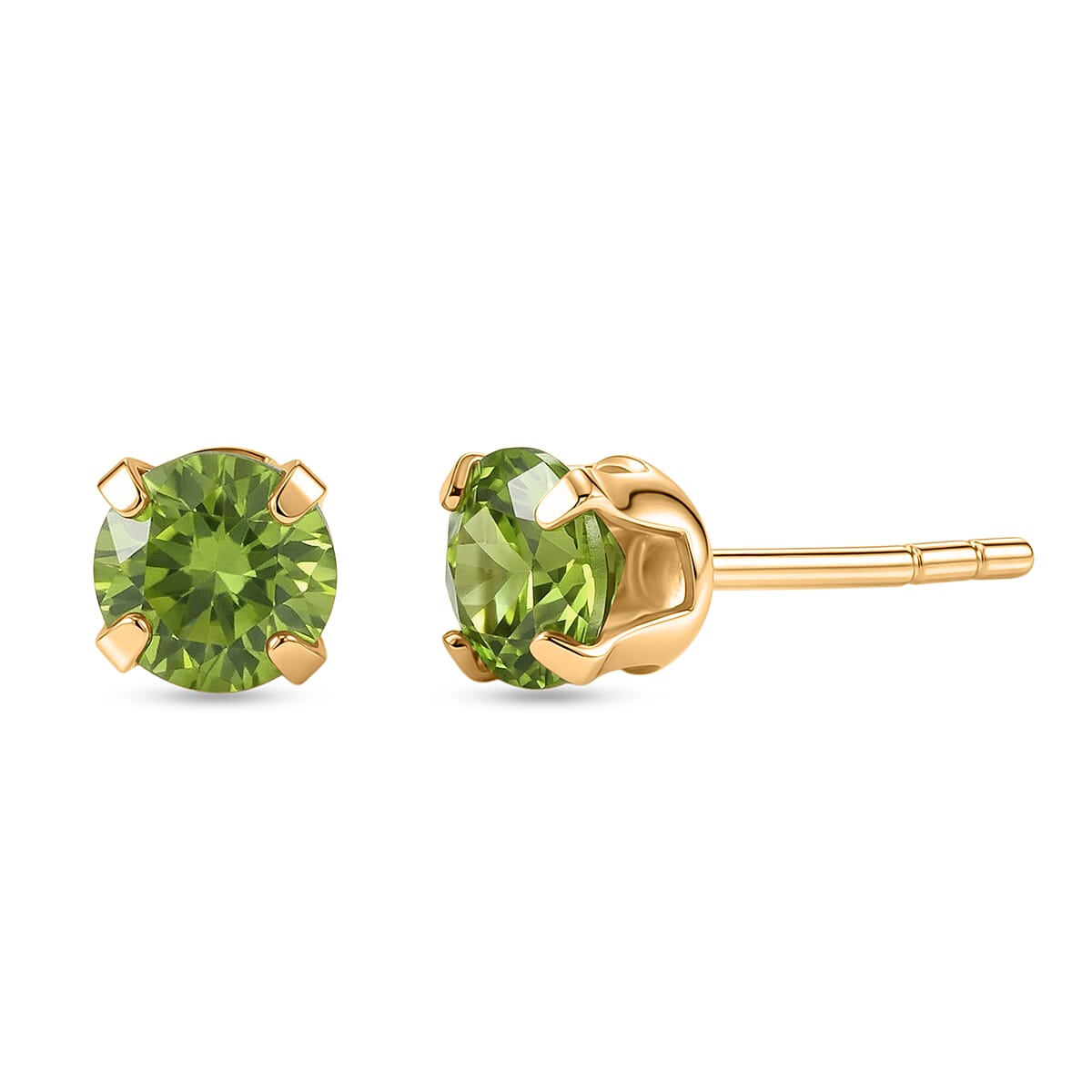Peridot Solitaire Earring with Push Back in Yellow Gold Plated Sterling Silver 1.14 Ct. 8498269 0