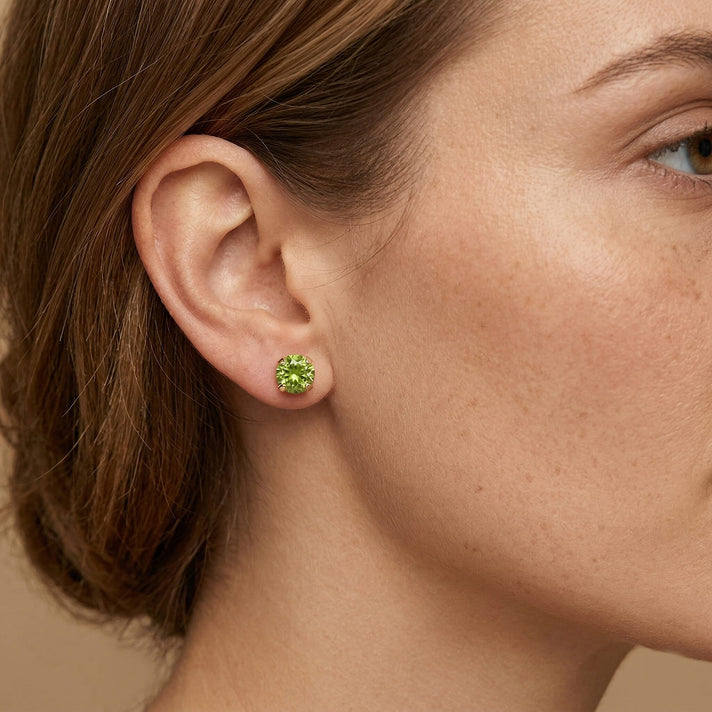 Peridot Solitaire Earring with Push Back in Yellow Gold Plated Sterling Silver 1.14 Ct. 8498269 2