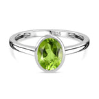 Peridot Solitaire Ring Sterling Silver 1.43 Ct