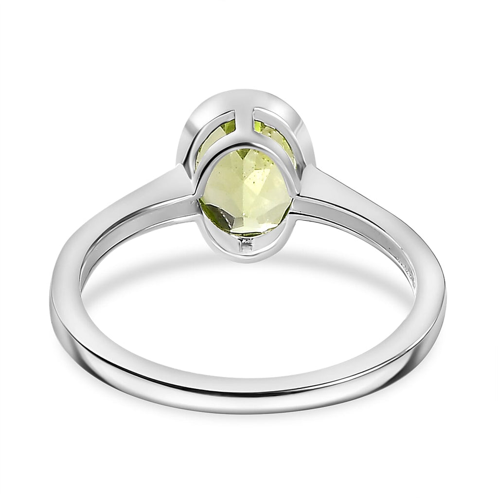 Peridot Solitaire Ring Sterling Silver 1.43 Ct