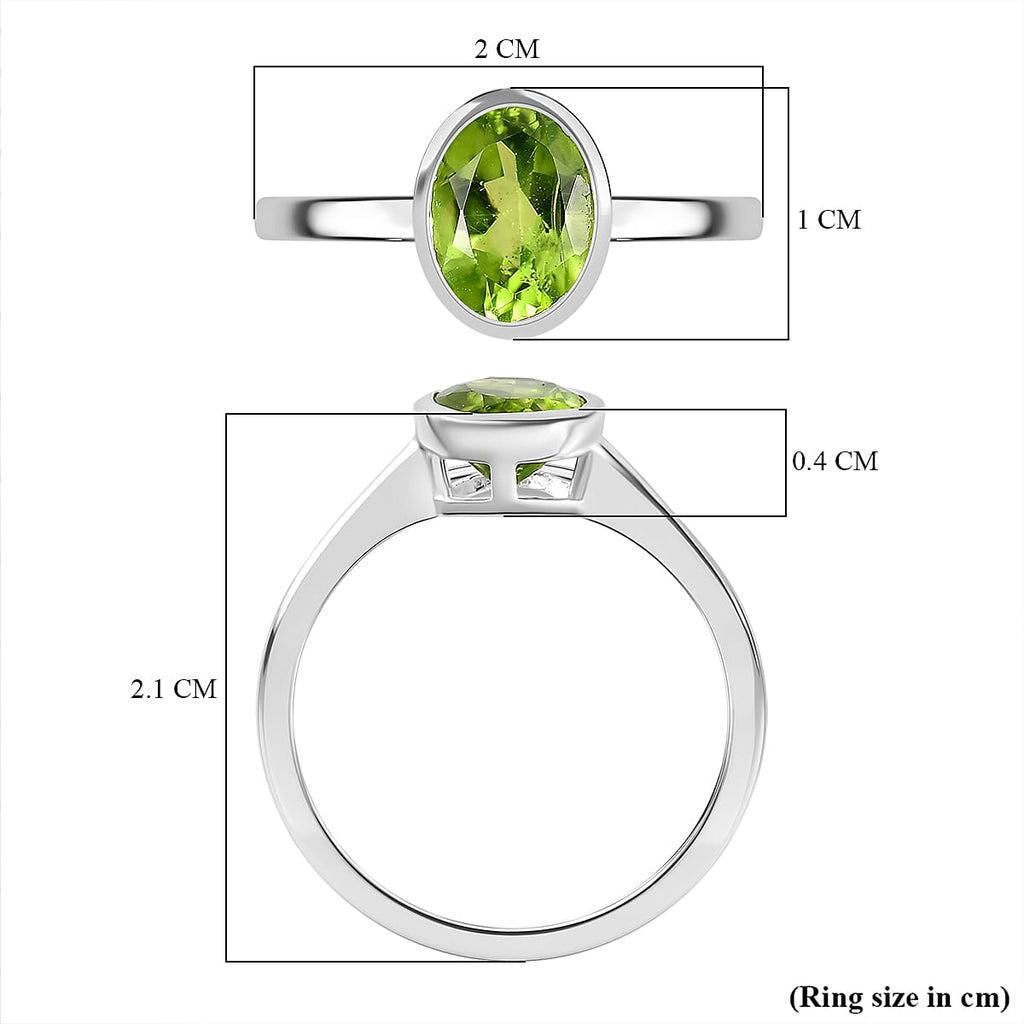Peridot Solitaire Ring Sterling Silver 1.43 Ct