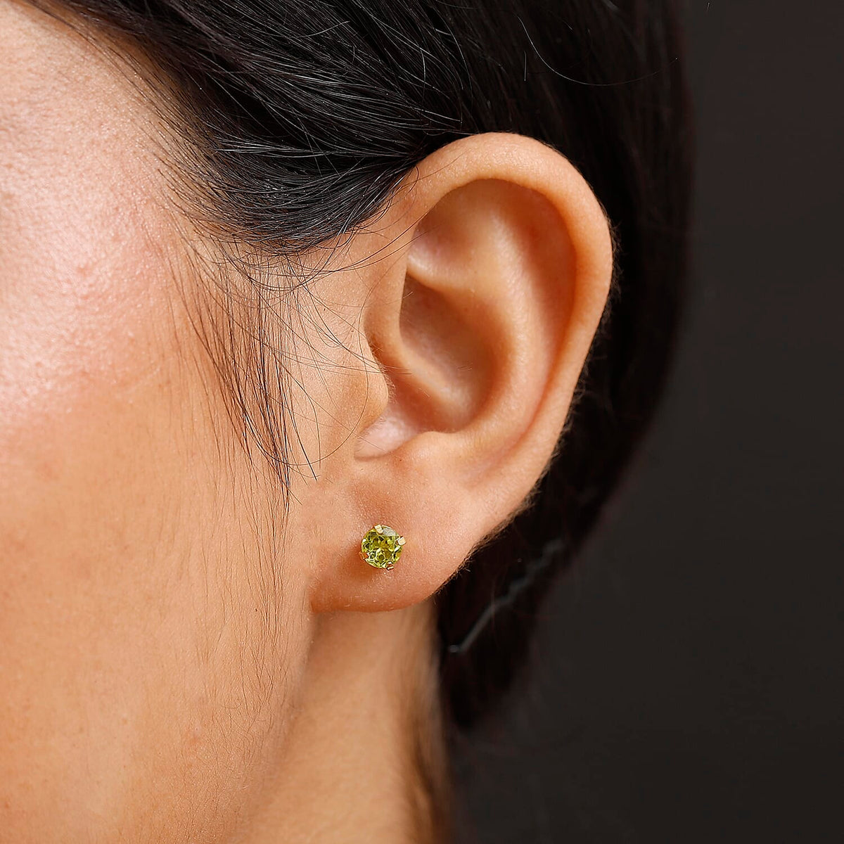 Peridot Solitaire Stud Push Back Earring in Yellow Gold Plated Sterling Silver 1.07 Ct. V32734327 3